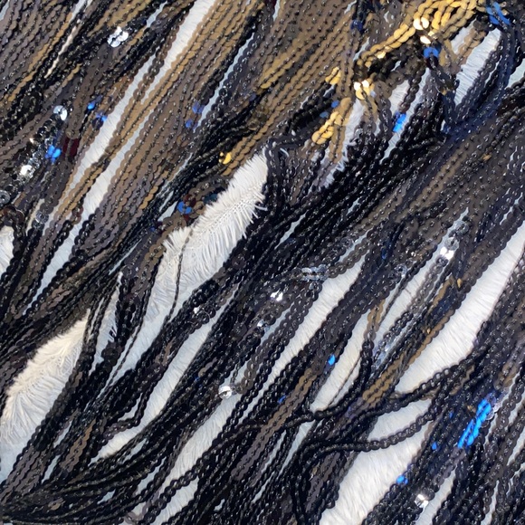 ANDREE BY UNIT Black Sequin Fringe Midi Skirt - Picture 3 of 4